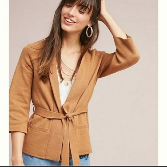 Anthropologie Sweaters - Anthropologie Moth Camel Rizzo Tie Waist Cardigan Sweater